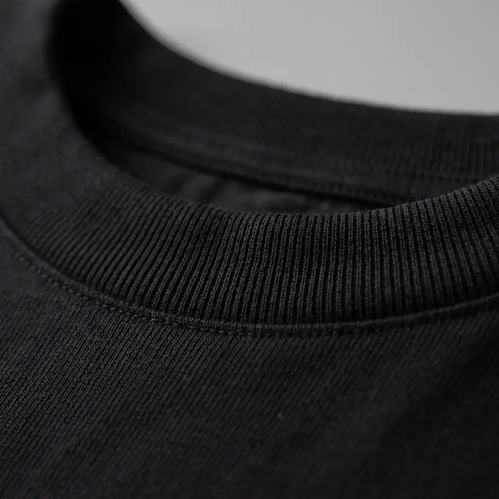 AI Generated Close-up of Bold Black T-shirt Ribbing